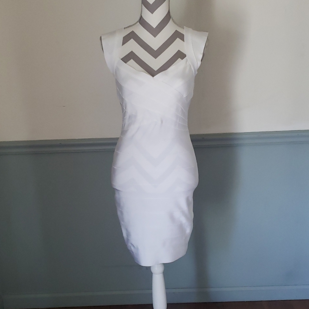 Fashion Nova White “Normandy” Bandage Midi Dress – Size M - Picture 2 of 7